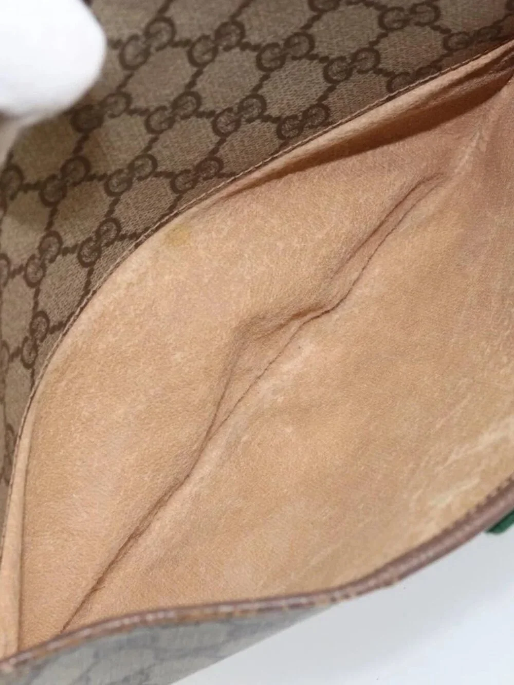 GUCCI GG Supreme Web Sherry Line Bag PVC Beige Gold 89 02 077 Auth 133234 - Picture 13 of 16